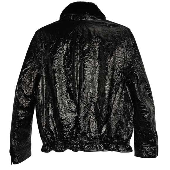 7 For All Mankind Jacket Women's Small Patent Leather Black - Picture 4 of 9
